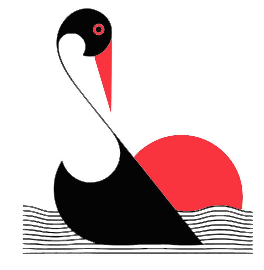 Minimalist Swan & Rising Sun Ink Drawing | Real Pen Art Print