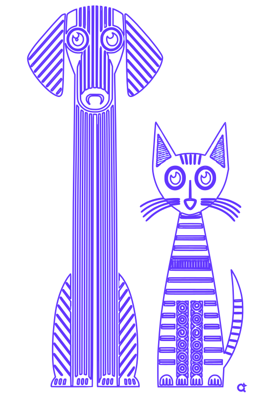 Nordic Folk Modern Pet Print – Minimalist Scandinavian Dog & Cat Line Art