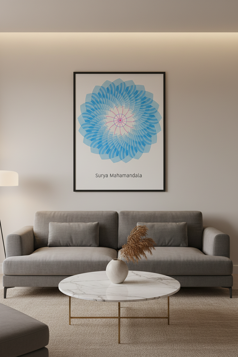 Surya Mahamandala – Precision Pen-Plotted Sacred Solar Art
