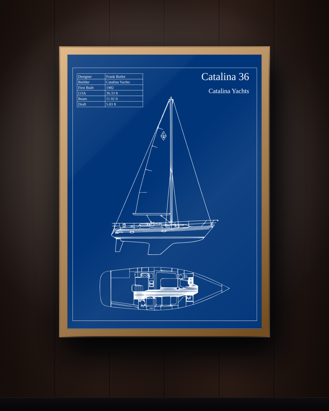Catalina 36 Blueprint Wall Art – Sailing Yacht Technical Print