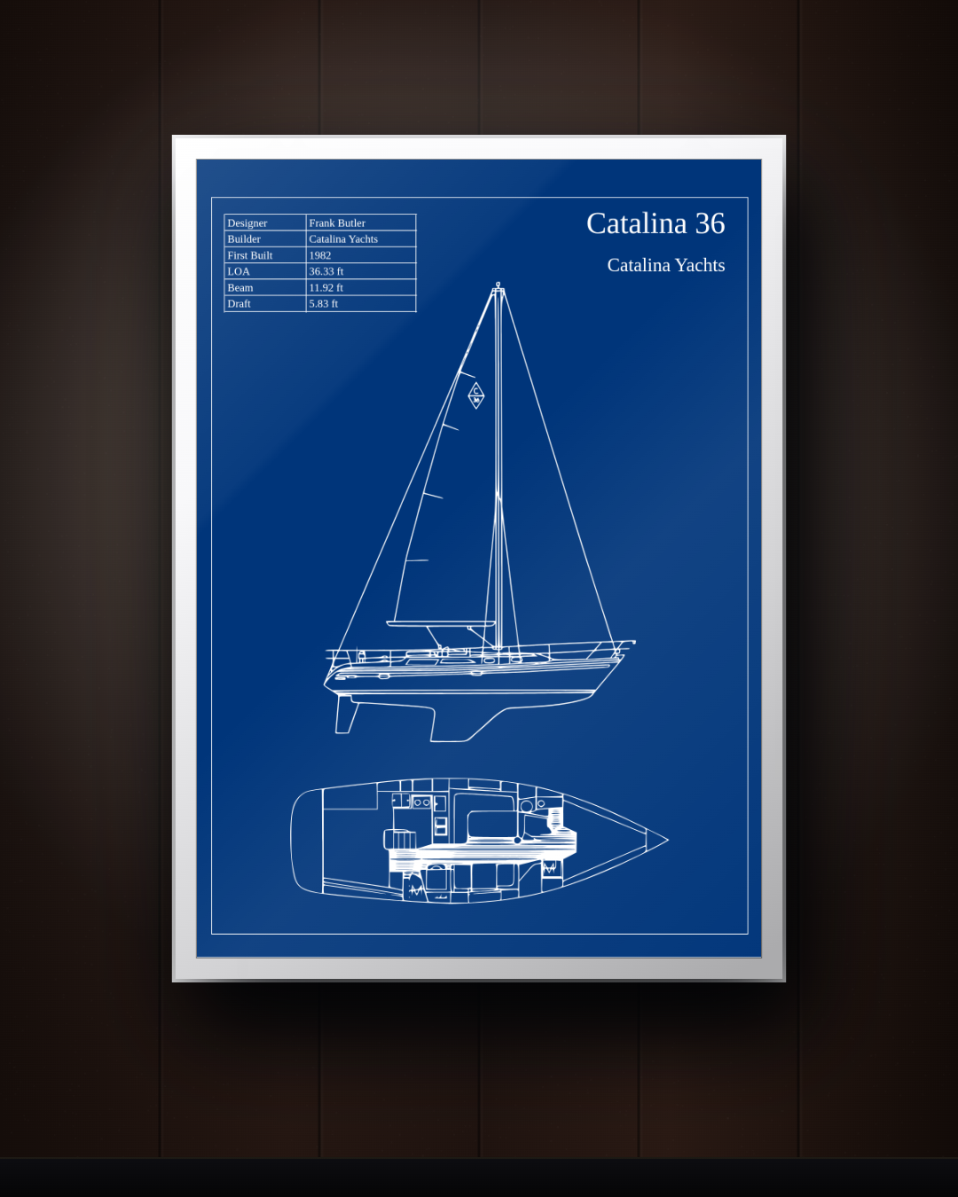 Catalina 36 Blueprint Wall Art – Sailing Yacht Technical Print